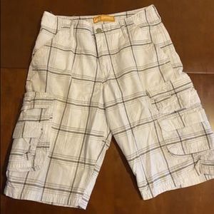 Lee Dungarees Cargo Shorts White Gray Plaid Boy 16